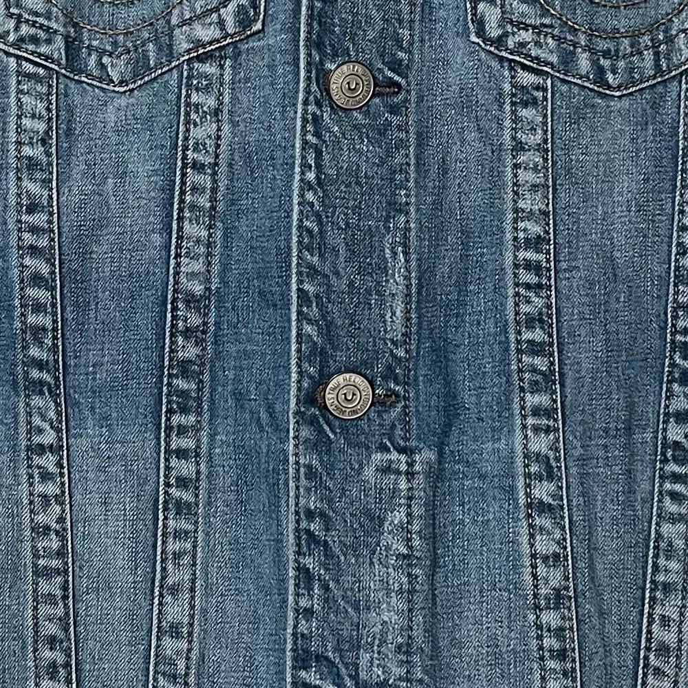 True Religion Blue Denim Turner Jacket Short Sleeve Sz XL NWOT